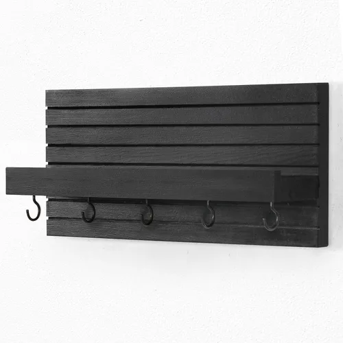 Miniatura 7 de Lwenki Soporte decorativo para llaves de pared con estante, estante de entrada con ganchos para correas, chaquetas y gafas, colgador de entrada