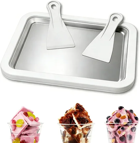 Miniatura 11 de Máquina de helados instantáneos, máquina de helados enrollados con 2 espátulas, yogur helado casero para actividades divertidas de padres e hijos