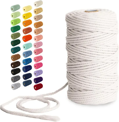 Miniatura 20 de Nook Theory - Cuerda de macramé de 3 mm, 220 yardas de cuerda de algodón, hilo de 4 mm y 5 mm, cuerda para manualidades, perfecta para colgantes