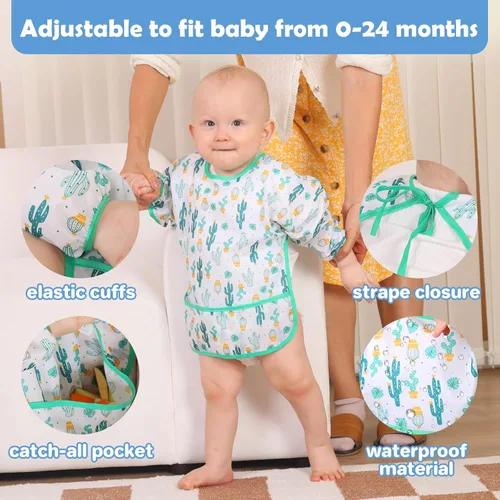 Miniatura 9 de Lictin Long Sleeve Bibs 5 Pack - Baby Bibs for Girl or Boy, Reusable Infant for Feeding Teething or Weaning