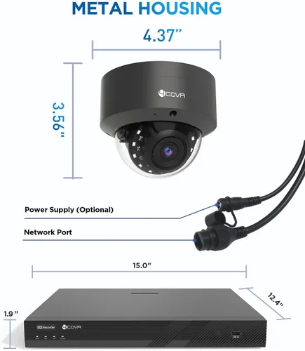 Miniatura 9 de 4COVR Sistema de cámara de seguridad PoE de 32 canales con detección AI de humanos y vehículos, 24 piezas de cámara IP domo de 5MP IK10 a prueba