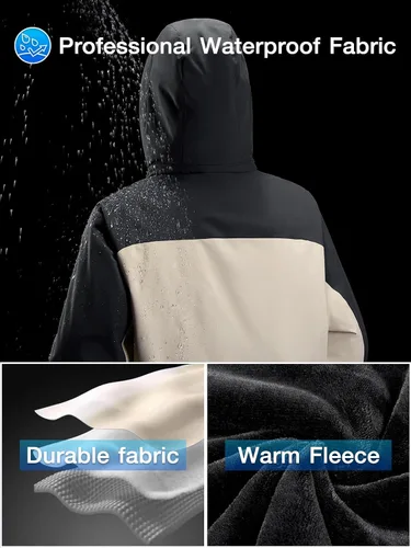 Miniatura 7 de CAMEL CROWN Chaqueta de Esquí de Invierno para Hombre Abrigos de Nieve de Montaña Impermeable Capucha Desmontable Resistente al Viento Chaquetas