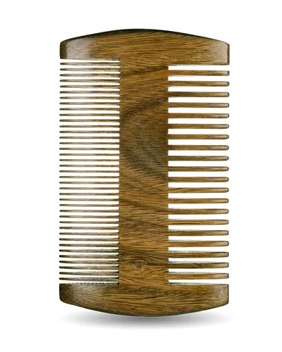 Miniatura 3 de Peine de madera de sándalo para barba para hombres, peine de madera natural con dientes dobles finos y gruesos, peine para bigote antiestático, sin