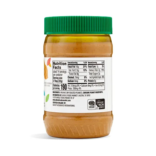 Miniatura 2 de 365 by Whole Foods Market, Mantequilla de maní cremosa orgánica, sin azúcar y sin sal, revuelve y disfruta, 16 onzas
