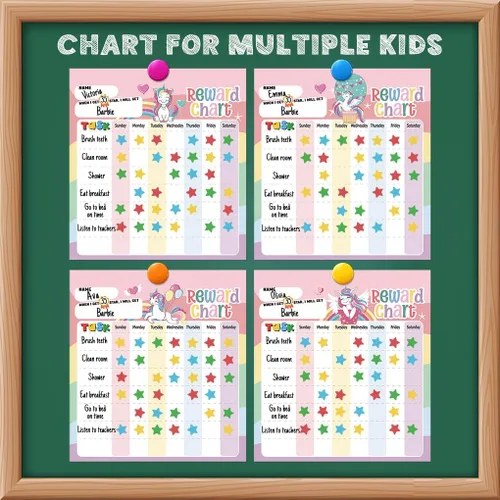 Miniatura 5 de Tabla de recompensas para niños – Tabla de comportamiento magnética de unicornio para niños, almohadilla con 26 tablas de tareas, calcomanías