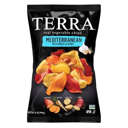 Miniatura 13 de Terra Papas fritas vegetales, Patatas dulces cortadas en ondas con sal marina, 5 onzas