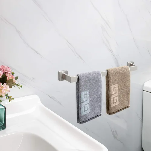 Miniatura 8 de NearMoon - Barra de toallas, accesorios de baño de acero inoxidable premium cuadrado de espesor para toalla de ducha para baño, soporte de toalla