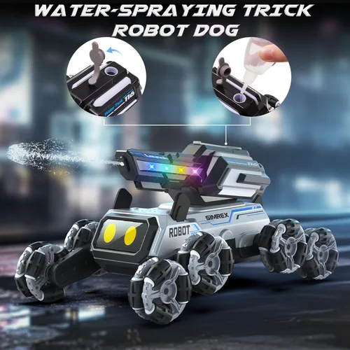 Miniatura 6 de SIMREX Robot Perro RC Coche de Acrobacias Juguetes - Control remoto con detección de gestos con ruedas Mecanum, ojos LED, 3 efectos de sonido