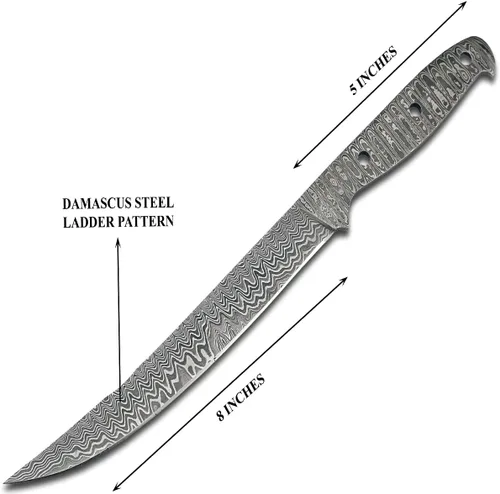 Miniatura 5 de PAL 2000 KNIVES Hecho a mano de acero de Damasco Construye su propio kit de cuchillo con pasadores de hoja en blanco Material de mango diferente