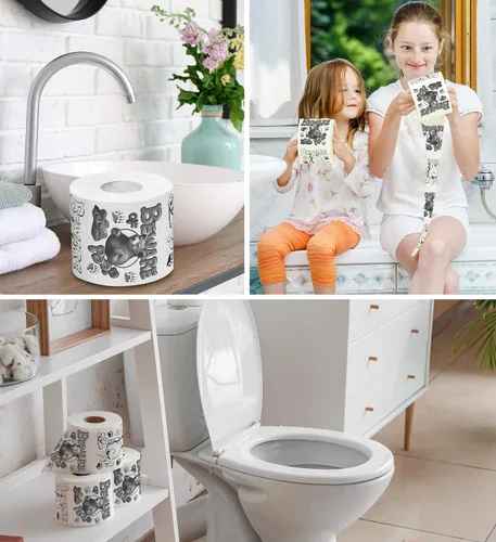 Miniatura 4 de Printed TP Beware of Bear Poop - Papel higiénico impreso para broma, sorpresa, decoración de baño, regalo novedoso para hombres, mujeres, amigos