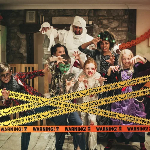 Miniatura 7 de Paquete de 3 cintas de terror de Halloween – Advertencia – Enter If You Dare – Haunted Keep Out, decoración de Halloween de 3 pulgadas x 90 pies