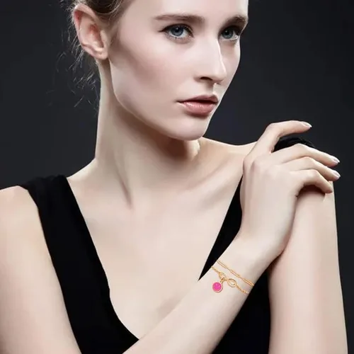 Miniatura 6 de Delicadas pulseras de oro en capas para mujer con relleno de oro de 14 quilates ajustable con capas de cara sonriente linda pulseras de oro