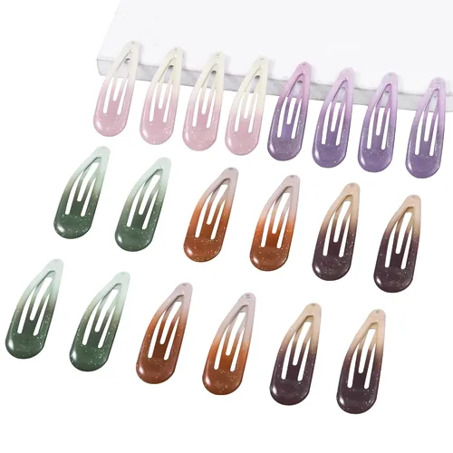 Miniatura 12 de 20 pinzas metálicas para cabello con cierre a presión en forma de gota de agua, pasadores antideslizantes para mujeres, pinzas pequeñas brillantes