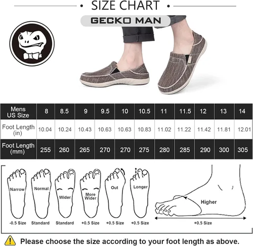 Miniatura 5 de Zapatos sin cordones para hombre, mocasines de lona para fascitis plantar con soporte para el arco, zapatos ortopédicos casuales antideslizantes
