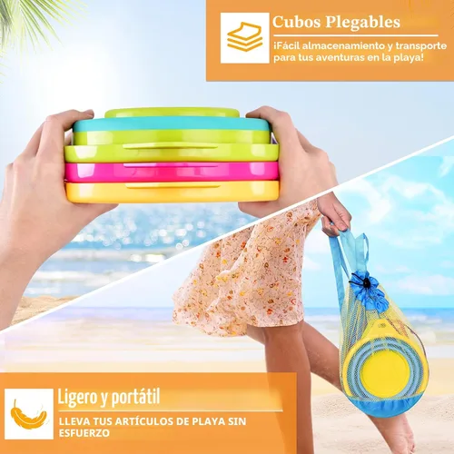 Miniatura 4 de JOYIN 3 Paquetes de Cubos Plegables con Palas y Bolsa de Malla, Cubos Plegables Multiusos para Playa, Equipo de Campamento, Fiesta en la Playa