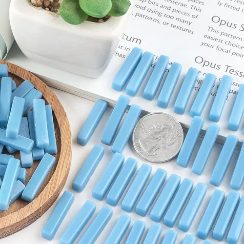 Miniatura 7 de Youway Style Azulejos de Mosaico Azules para Manualidades a Granel, 150g Formas de Tiras Piezas de Vidrio de Mosaico, Kit de Manualidades de Jardín