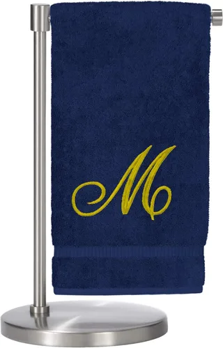 Miniatura 107 de Script R - Toalla de baño con monograma, regalo personalizado, 27 x 54 pulgadas, juego de 1 toalla bordada con texto dorado, 100% algodón turco