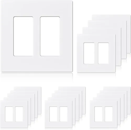 Miniatura 17 de ELEGRP Placas de pared decorativas sin tornillos de 2 posiciones, placas de cubierta de tamaño mediano, cubierta de placa frontal termoplástica Negro