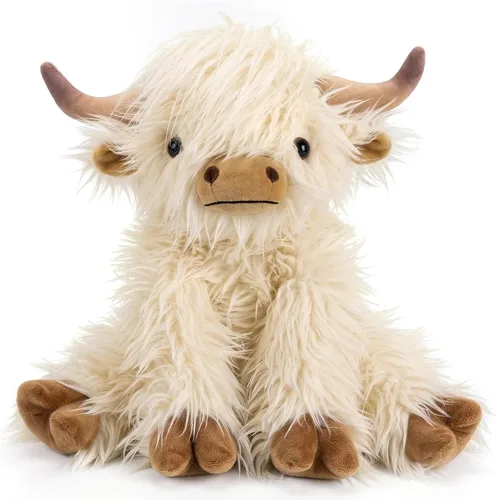 Highland Cow - Animal de peluche para niños, apto para microondas y con peso, juguete de peluche de vaca de las tierras altas con aroma a lavanda,