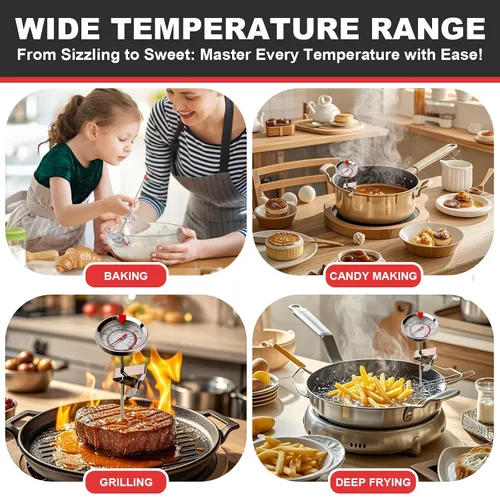 Miniatura 4 de Termómetro de caramelo que brilla en la oscuridad, impermeable, IP67-9 pulgadas, para freír y dulces con clip para olla, alto calor, impermeable