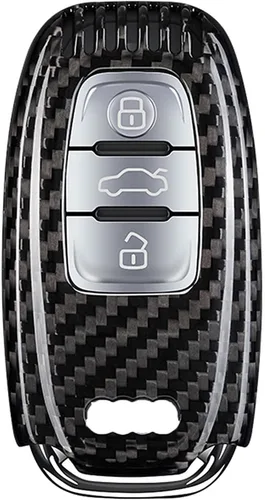 Funda para llavero de fibra de carbono genuina para Audi A4 A4L A5 A6 A6L A7 A8 Q5 Q8 R8 RS4 RS5 RS6 RS7 S4 S5 S6 S7 S8 SQ5 Smart Car Remote Key Fob