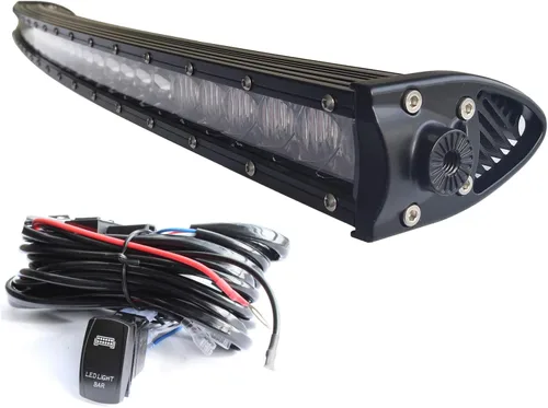 Barra de luz LED curvada de 31 pulgadas y 150 W de una sola fila, luces LED delgadas CREE, barra de luz de lente 5D, haz de inundación, conducción