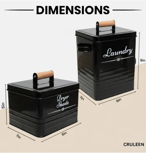 Miniatura 2 de Contenedor de cápsulas de detergente de metal estilo granja con soporte para hojas de secadora para organización y almacenamiento de la lavandería