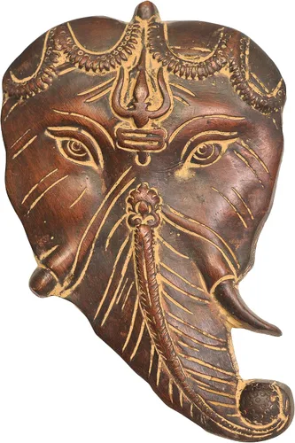 Miniatura 2 de Exotic India Pipal Hoja Ganesha (para colgar en la pared) – Estatua de latón