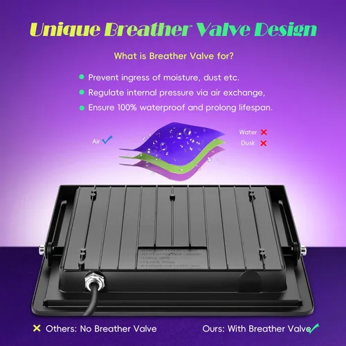 Miniatura 6 de Paquete de 4 luces LED negras de 200 W, luces de inundación de luz negra con enchufe e interruptor, impermeables IP66 para exteriores, brillo