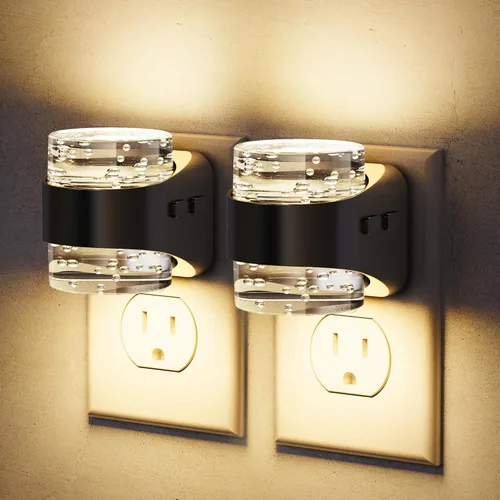 Miniatura 12 de JandCase Luz nocturna LED, luces nocturnas de burbujas enchufables a la pared, [paquete de 2] luz nocturna de 3000 K/4000 K/5000 K y 3 niveles