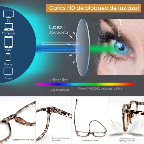 Miniatura 4 de Gafas de bloqueo de luz azul para mujeres/hombres, paquete de 4 unidades para lectura en computadora, juegos, televisión, teléfono, antirreflejos