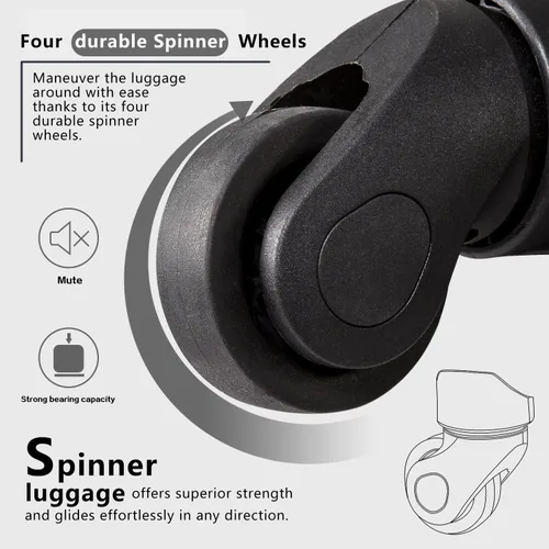 Miniatura 5 de Coolife Juego de equipaje de 3 piezas maleta Spinner Softshell ligero Negro rojo