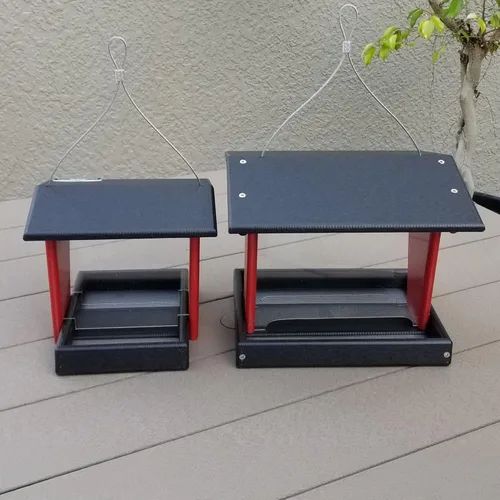 Miniatura 7 de DutchCrafters Comedero grande de plástico colgante para pájaros – Comedero para pájaros con tolva cubierta de polietileno para aves silvestres al