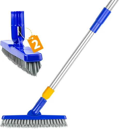 Miniatura 10 de 2 Pack Cepillo para lechada con mango largo, cepillo giratorio para limpieza de líneas de lechada - Cepillo limpiador de lechada con mango duradero