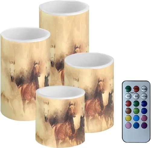 Miniatura 35 de Velas LED parpadeantes operadas por batería, juego de 4 con control remoto y temporizador, velas de llama danzante, velas de pilar para mesa, Playa