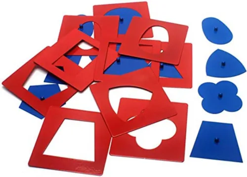 Miniatura 3 de Montessori - Juego de inserciones de metal de calidad profesional, 10 unidades, educación preescolar, formas geométricas, juguetes de aprendizaje