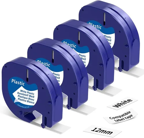 Miniatura 22 de Paquete de 4 cintas adhesivas de plástico transparente compatibles con Dymo Letratag 16952 S0721530 de 0.472 in x 13.1 ft 1/2 pulgadas x 13 pies