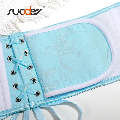 Miniatura 80 de SUOSDEY Cinturón de corsé de jacquard para mujer, corsé pirata steampunk renacentista con cordones y cordones