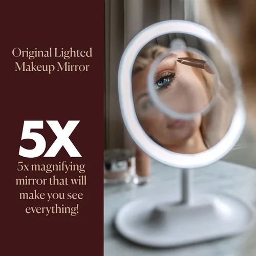 Miniatura 3 de Browgame Espejo de maquillaje iluminado original, espejo con sensor táctil LED; viene con 5 mini accesorios de imán de espejo, tu nuevo accesorio