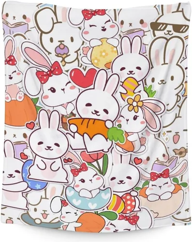 Miniatura 10 de Manta de conejo para regalar – Manta de 40 x 30 pulgadas para niños y niñas, manta negra suave y mullida para regazo y silla