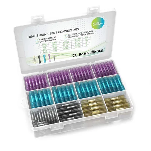 Miniatura 20 de 200 conectores de cable termorretráctiles de 16-14 AWG, conectores de cable eléctrico aislados, impermeables, terminales de crimpado de alambre