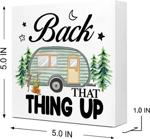 Miniatura 2 de Back That Thing Up - Cartel divertido de placa de madera para campamento, con cita rústica, bloque de madera para el hogar, cámper, decoración