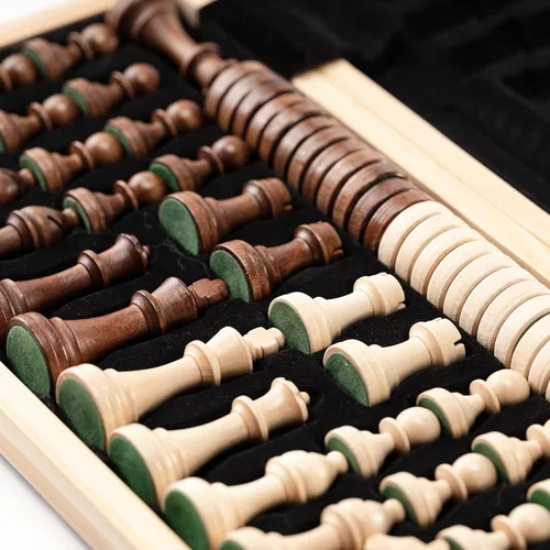 Miniatura 3 de A&A Juego de ajedrez magnético de madera de 15"/Tablero plegable/Piezas de ajedrez de caballero alemán Staunton de altura king de 3"/Incrustaciones