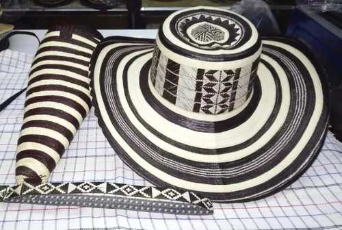 Miniatura 6 de Sombrero colombiano Sombrero Sinuano Arrow Cane Caña Flecha Vueltiao Hecho por Auténticos Indígenas Colombianos