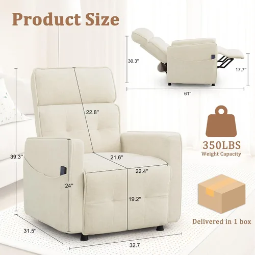 Miniatura 2 de Korser Silla reclinable eléctrica para adultos, sillas reclinables eléctricas para sala de estar, cómodas sillas reclinables de cachemira con ajuste