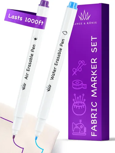 Miniatura 8 de Lange & König Bolígrafos de Marcado de Tela Borrables con Calor para Costura - 4 Bolígrafos + 8 Repuestos - Suministros de Costura Suministros