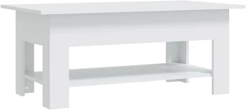 Miniatura 3 de White Engineered Wood Coffee Table 40.2" Rectangular with Storage Shelf, Modern Matte Finish, Small Coffee Table for Living Room, Bedroom, Apartment
