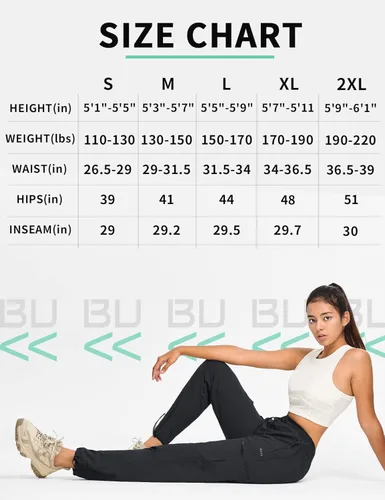Miniatura 6 de BVVU Pantalones deportivos tipo cargo para mujer, ligeros, de secado rápido, para senderismo, impermeables, con bolsillos con cremallera