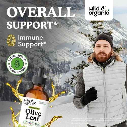 Miniatura 2 de Wild & Organic Extracto líquido de hoja de olivo, suplemento de hoja de olivo para apoyo inmunológico, gotas líquidas de oleuropeína, tintura