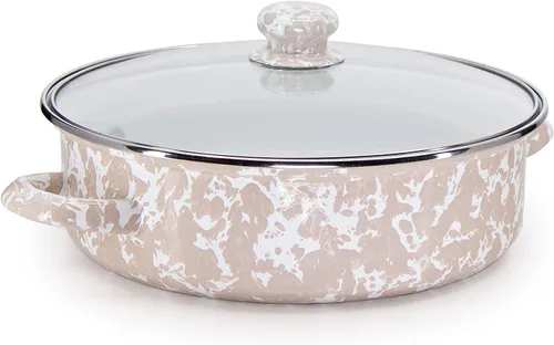 Golden Rabbit Esmalte - Patrón de remolino gris pardo - Sartén para saltear de 3 cuartos